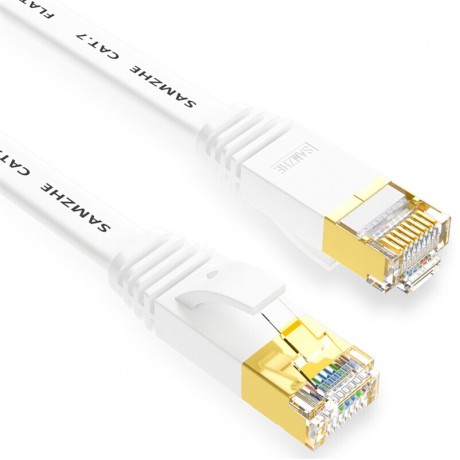  1~10M CAT7 STP 10Gbps White Flat RJ45 Ethernet Patch Cable Networking LAN Cable