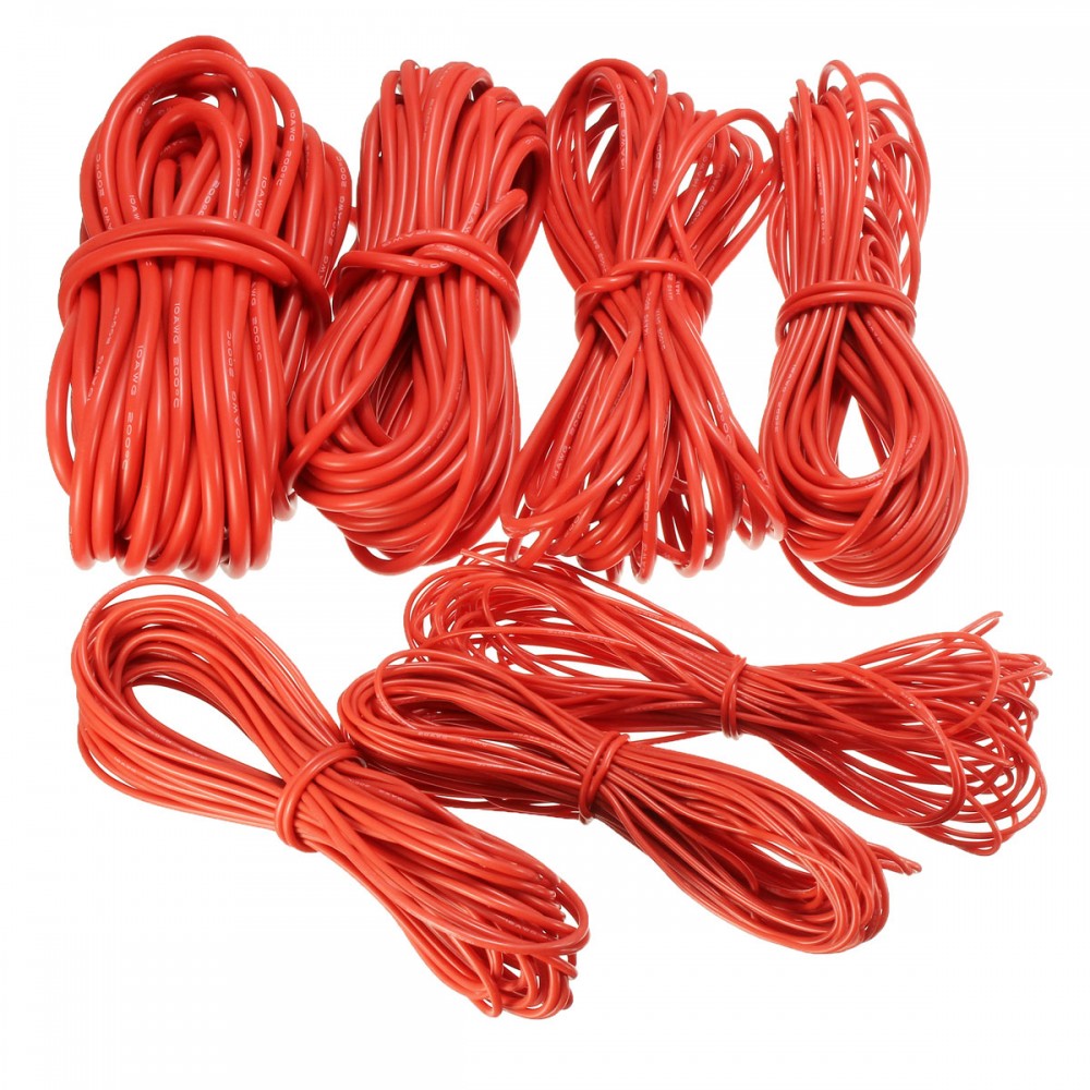 DANIU 10 Meter Red Silicone Wire Cable 10/12/14/16/18/20/22AWG Flexible Cable