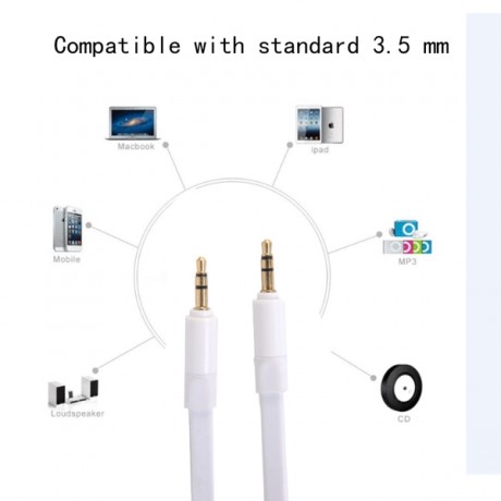 1M Audio Stereo Cable 3.5mm Stereo Aux Cable Audiophile Grade Male to Male (White)