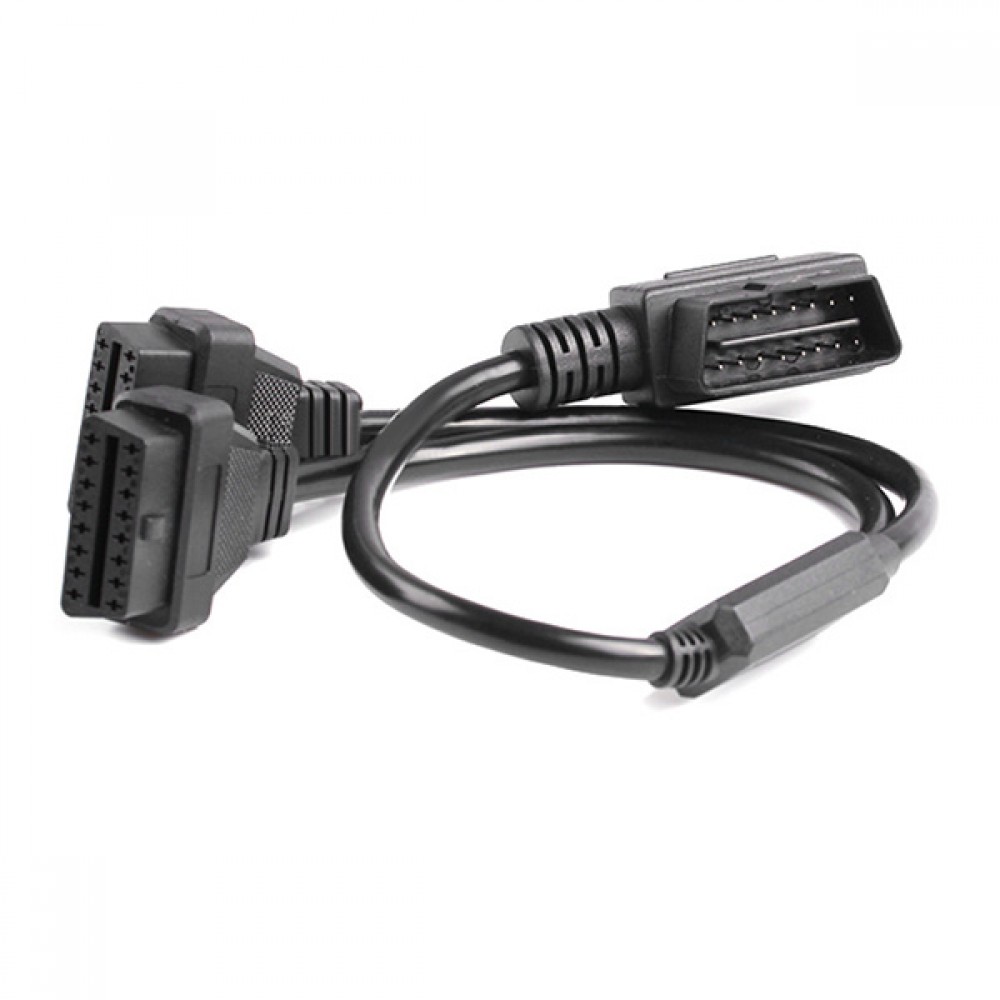 L-Type 16Pin OBD2 Extension Cable One with Two 90 Degree Elbow Adapter Cable