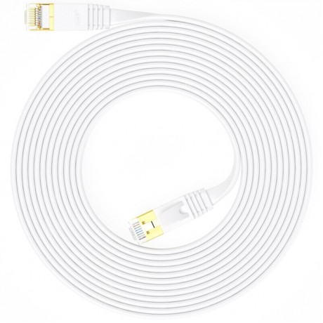  1~10M CAT7 STP 10Gbps White Flat RJ45 Ethernet Patch Cable Networking LAN Cable