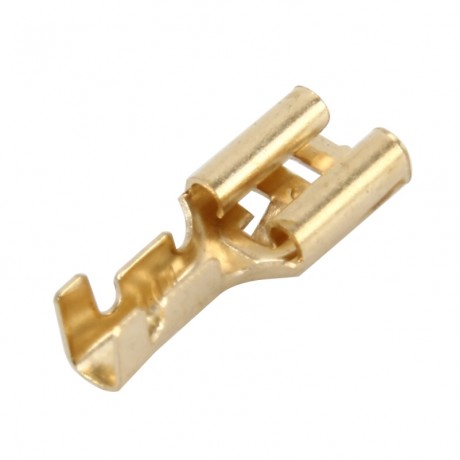 100 PCS 6.3mm Cable Spade Plug Connector Gold Plated Copper Cable Terminal DIY Terminal Connectors