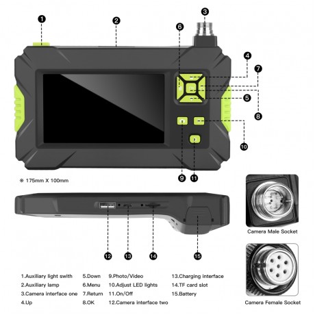 P30 IP67 Waterproof 4.3 inch HD Portable Endoscope Hard Cable Industrial Endoscope, Cable Length: 2m