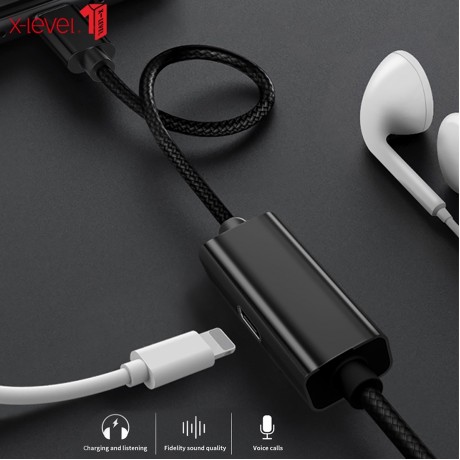 X-level Multi-function 8 Pin Charging Cable Audio Cable, Length: 1m (Black)