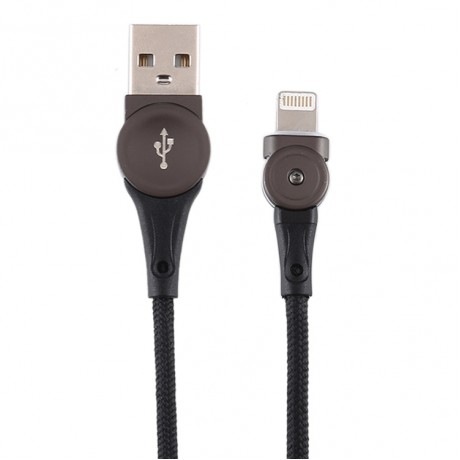 USB to 8 Pin Rotatable Connector Braided Data Cable, Cable Length: 1m