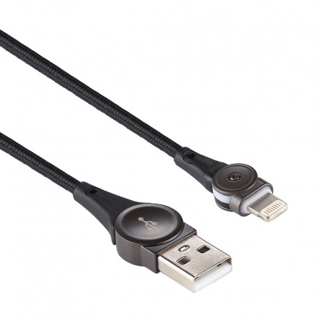 USB to 8 Pin Rotatable Connector Braided Data Cable, Cable Length: 1m