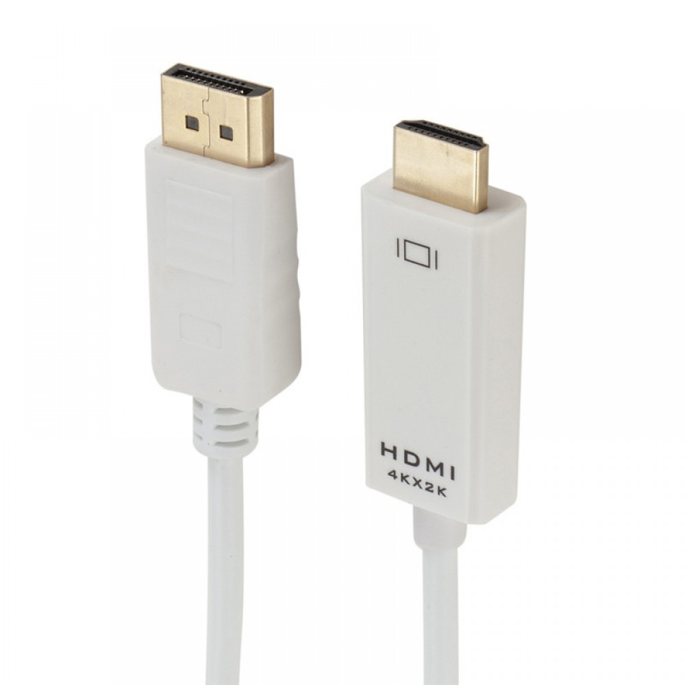 4K x 2K DP to HDMI Converter Cable, Cable Length: 1.8m (White)