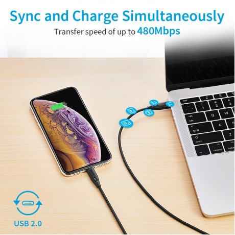 USB / Type-C to 8pin PD Cable Data Sync Charging Cable, Length: 1m (Black)