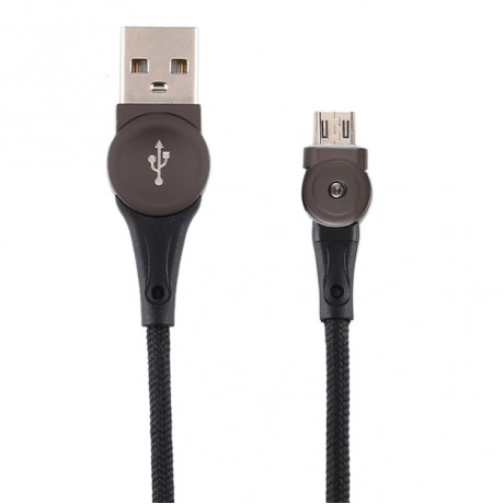 USB to Micro USB Rotatable Connector Braided Data Cable, Cable Length: 1m