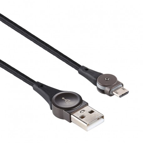 USB to Micro USB Rotatable Connector Braided Data Cable, Cable Length: 1m