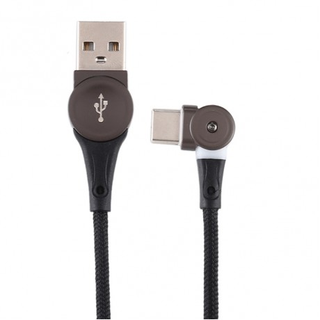 USB to USB-C / Type-C Rotatable Connector Braided Data Cable, Cable Length: 1m