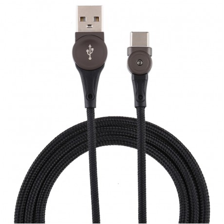 USB to USB-C / Type-C Rotatable Connector Braided Data Cable, Cable Length: 1m