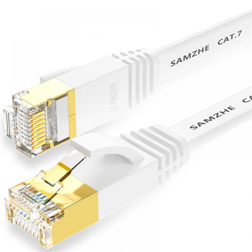  1~10M CAT7 STP 10Gbps White Flat RJ45 Ethernet Patch Cable Networking LAN Cable