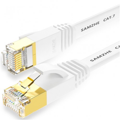  1~10M CAT7 STP 10Gbps White Flat RJ45 Ethernet Patch Cable Networking LAN Cable